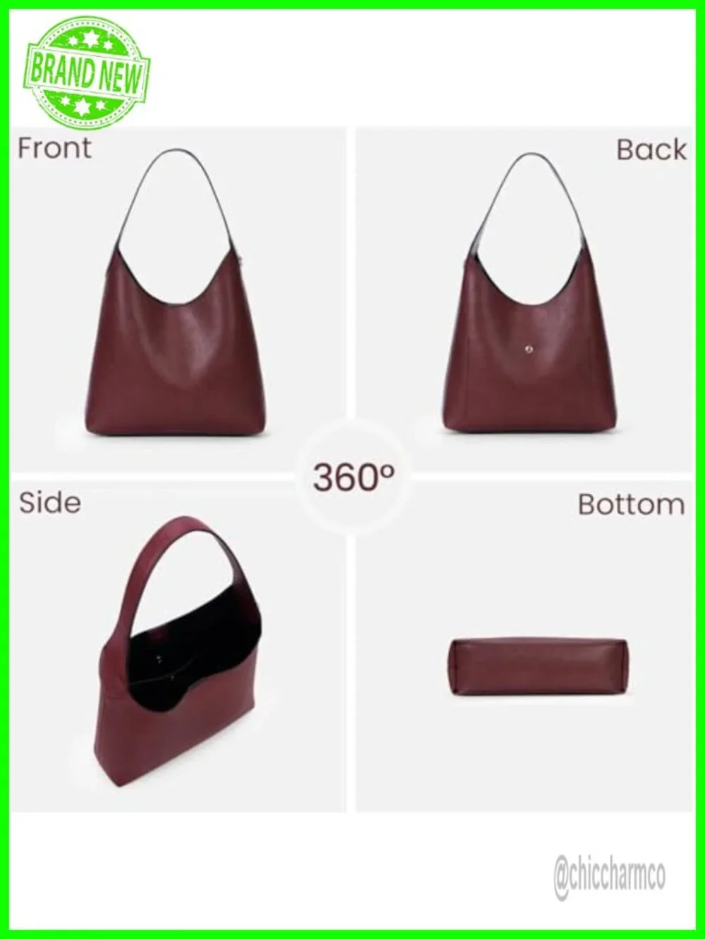 Faux Suede Hobo Bag Vegan Leather Shoulder Bag Tote with Cherry Charm Slouchy